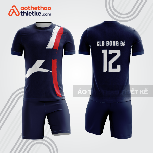 Bộ đồ bóng đá bdb1204 màu xanh navy họa tiết trắng đỏ