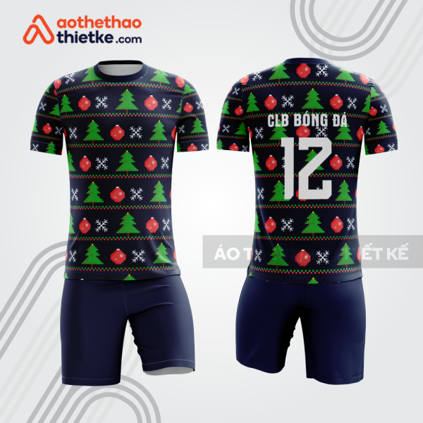 Bộ đồ bóng đá Noel bdb1209 xanh navy họa tiết cây thông