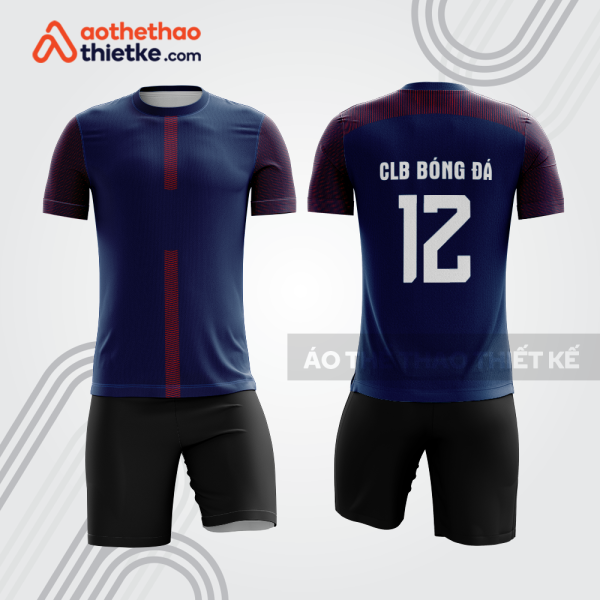 Bộ đồ bóng đá bdb1215 xanh navy phối đỏ quần đen