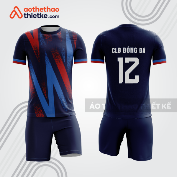 Bộ đồ bóng đá bdb1217 màu xanh navy họa tiết chéo đỏ xanh