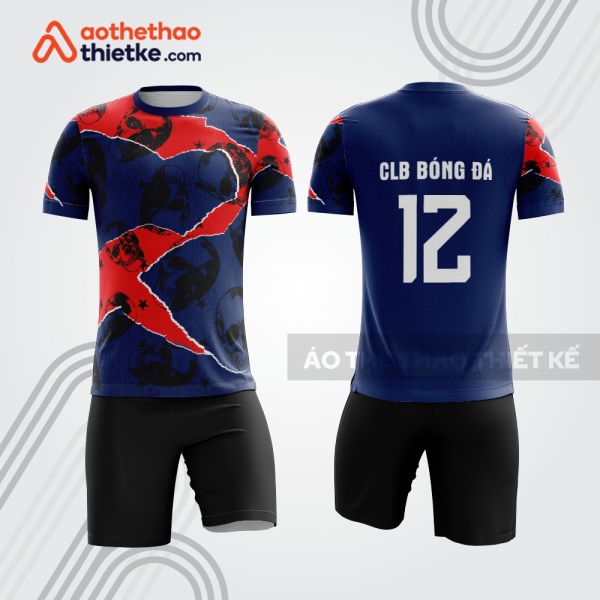 Bộ đồ bóng đá bdb1218 xanh navy đỏ đen cho câu lạc bộ
