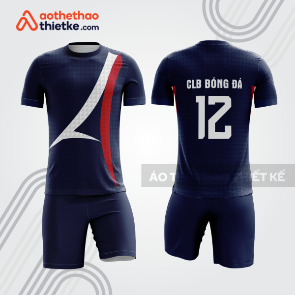 Bộ đồ bóng đá xanh navy sọc chéo trắng đỏ bdb1233