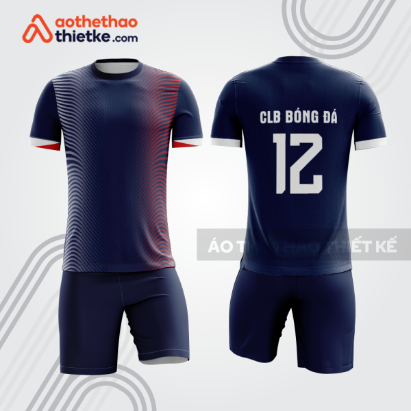 Bộ đồ bóng đá xanh navy họa tiết sóng trắng đỏ bdb1234