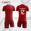 Bộ quần áo bóng đá đỏ đô bdb284 mặt trước và sau
