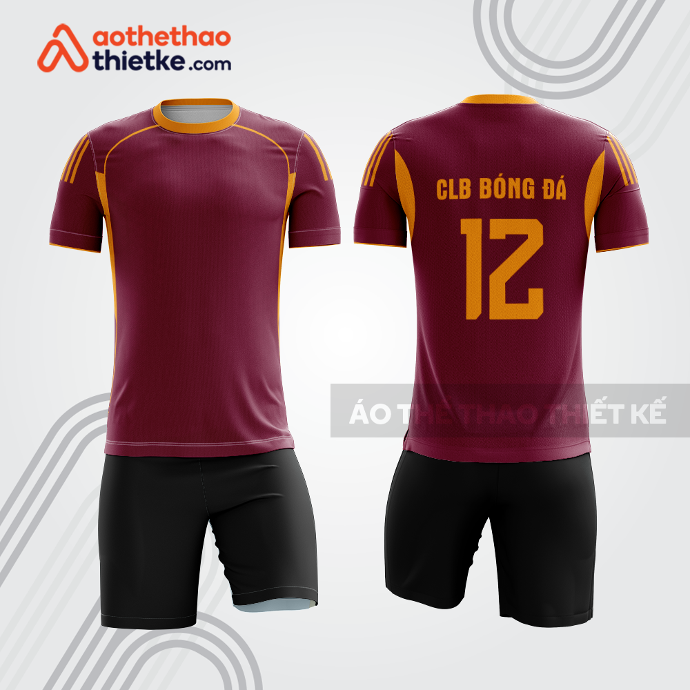 Mẫu quần áo bóng đá bdb287 đỏ đô phối cam vàng