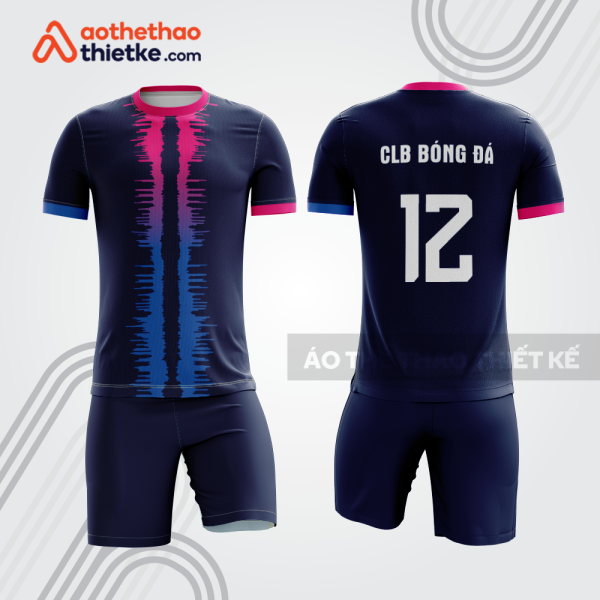 Bộ quần áo bóng đá bdb381 màu navy phối hồng xanh