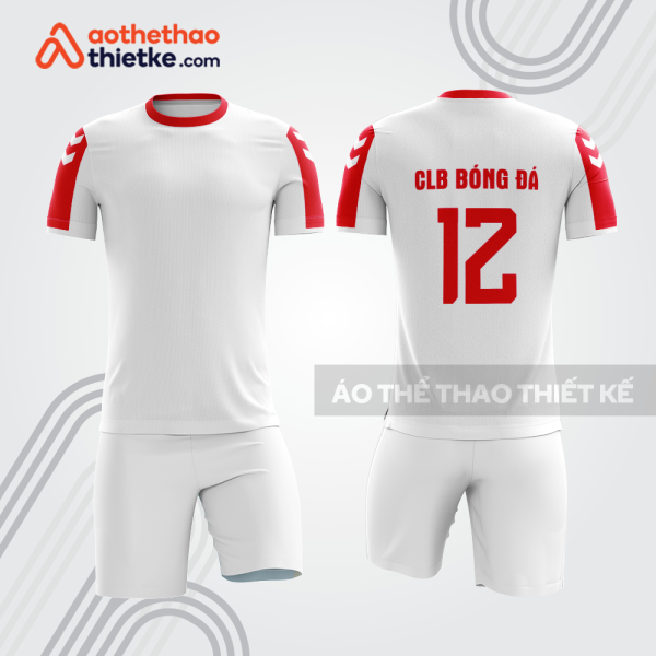 Bộ trang phục bóng đá trắng đỏ bdb724 gồm áo và quần