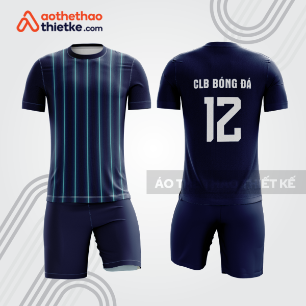 Bộ quần áo bóng đá bdb726 màu xanh navy sọc xanh ngọc