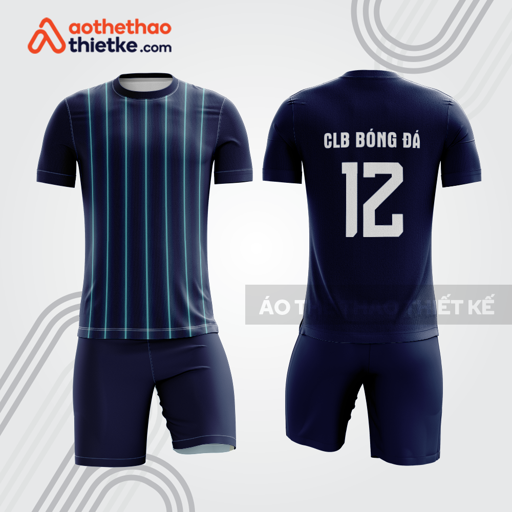 Bộ quần áo bóng đá bdb726 màu xanh navy sọc xanh ngọc