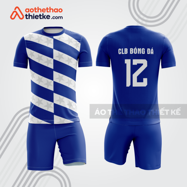 Bộ quần áo bóng đá bdb733 màu xanh trắng họa tiết sọc chéo