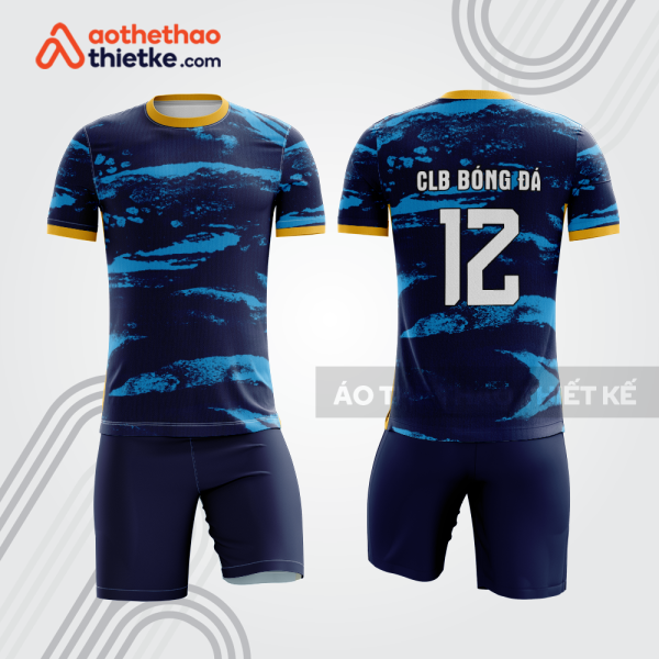 Mẫu quần áo bóng đá bdb734 xanh navy phối xanh biển