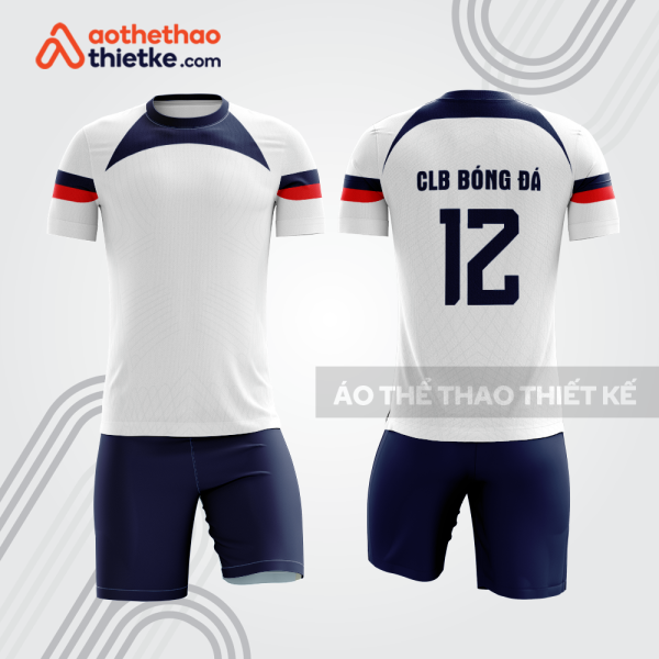 Bộ trang phục bóng đá bdb740 trắng xanh navy đỏ