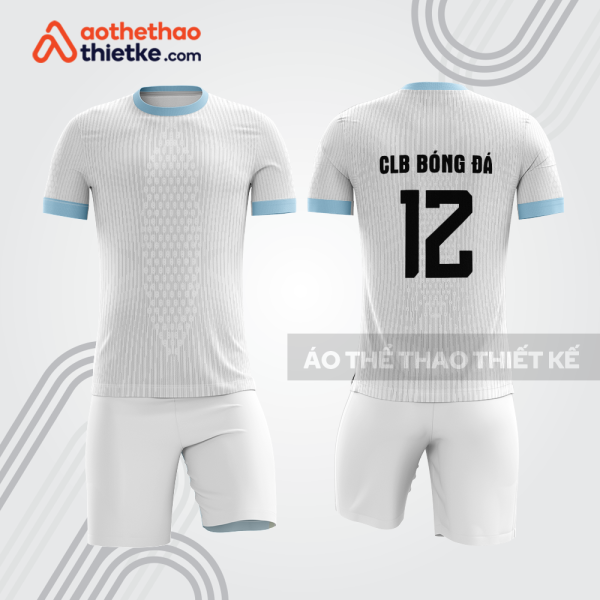 Bộ quần áo bóng đá trắng phối xanh nhạt bdb748