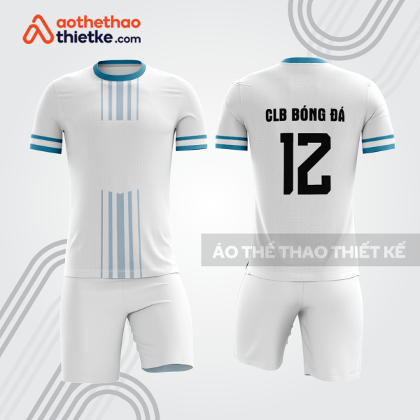 Bộ trang phục bóng đá trắng xanh teal mẫu bdb749