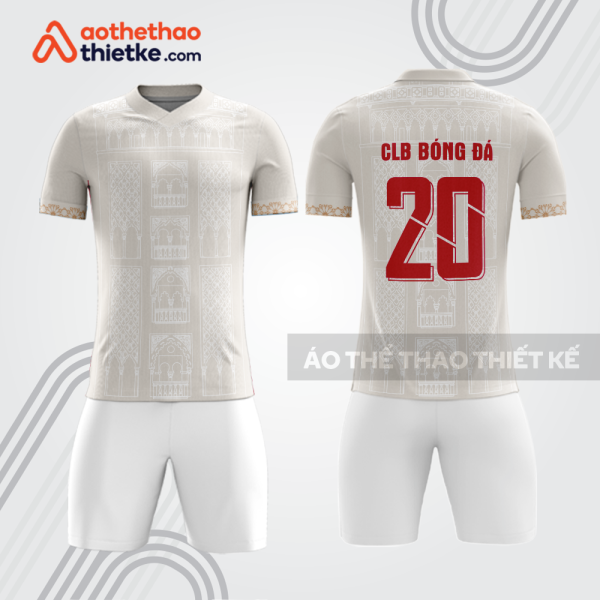 Bộ thể thao đá banh bdb907 màu trắng kem số đỏ