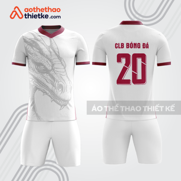 Bộ thể thao bóng đá trắng đỏ đô họa tiết rồng bdb962