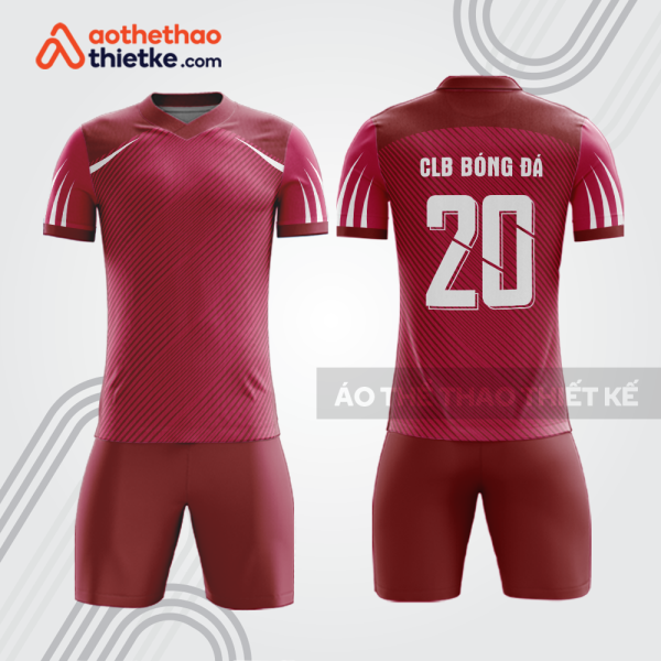 Bộ bóng đá đỏ đô sọc chéo bdb969 gồm áo và quần