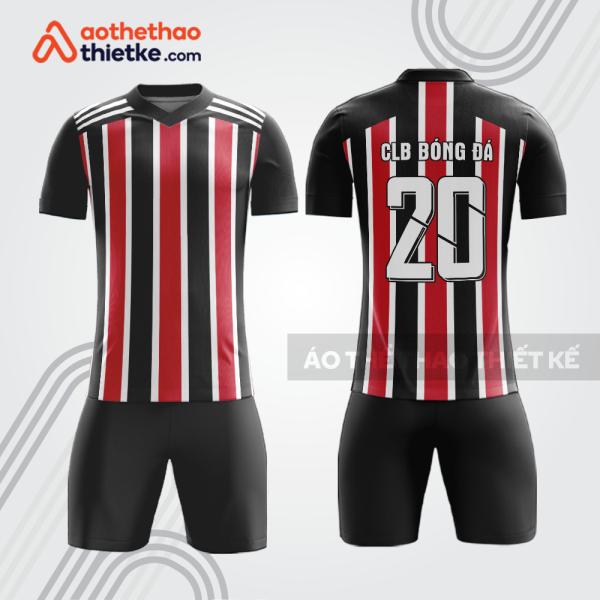 Bộ thể thao bóng đá bdb975 sọc đỏ trắng nền đen