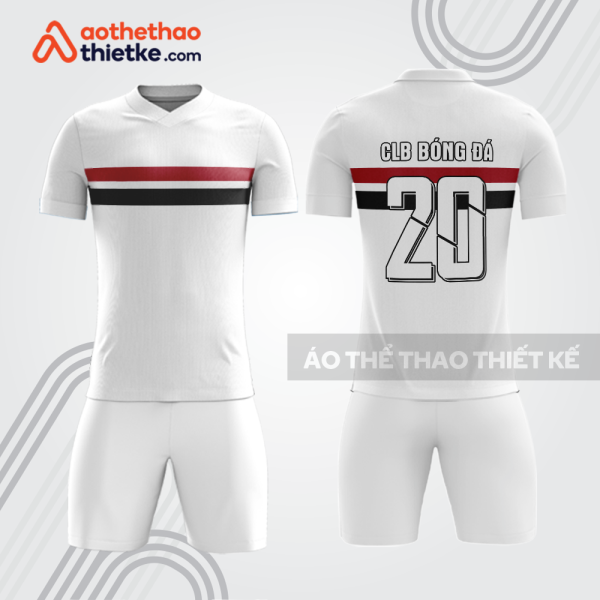 Bộ thể thao bóng đá bdb979 màu trắng sọc đỏ đen