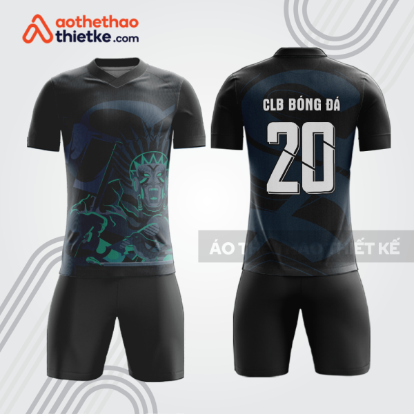 Bộ bóng đá bdb985 màu đen xanh họa tiết chiến binh