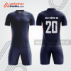 Bộ bóng đá xanh navy bdb996 cổ tim phối viền cam xanh